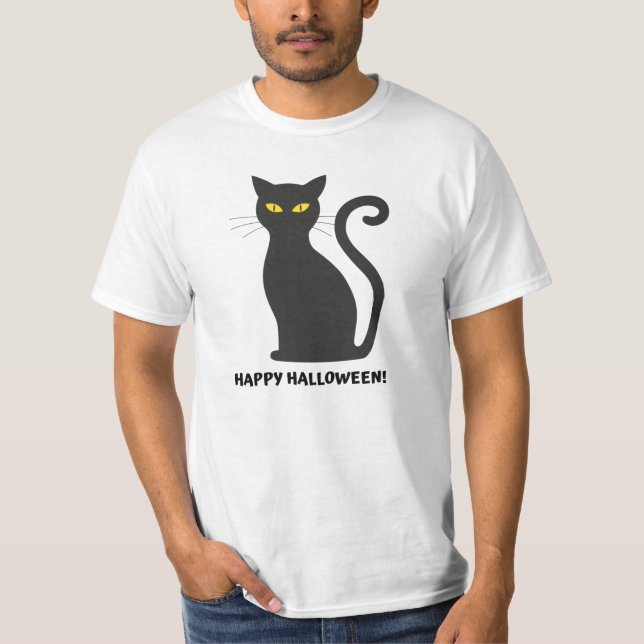 T-shirt Chat noir de la sorcière effrayante d'Halloween (Devant)