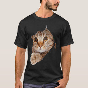 T-shirt Chat noir déchiré tissu chat chat maman chaton