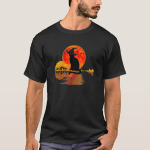 T-shirt Chat noir d'Halloween Rétro Crépuscule Sombre Sorc