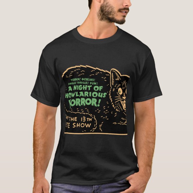 T-shirt Chat noir d'Halloween Vintage (Devant)