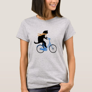T-shirt Chat Noir Drôle À Vélo