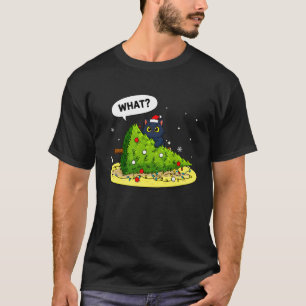 T-shirt Chat noir drôle arbre de Noël humour des fêtes ama