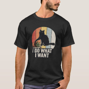 T-shirt Chat noir drôle & Plante Vintage "Je fais ce que j
