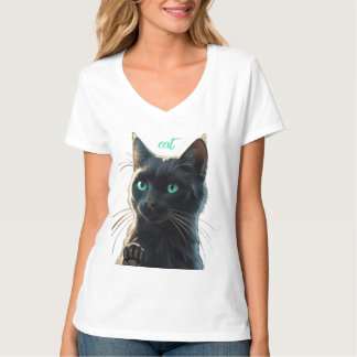 T-shirt Chat noir Emerald Gaze