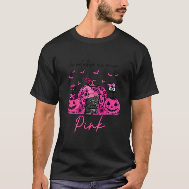 T-shirt Chat Noir En Octobre Nous Portons Pumpki Halloween (Devant)