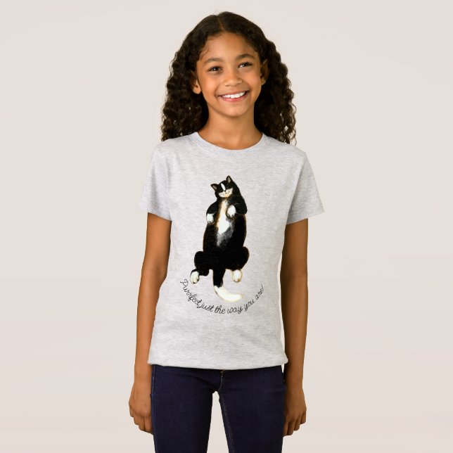 T-shirt chat noir et blanc (Devant entier)