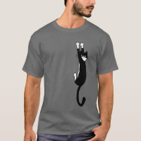 Chat noir et blanc accroché | Drôle Tuxedo Cat