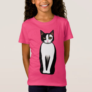 T-Shirt Chat noir et blanc moderne du milieu du siècle