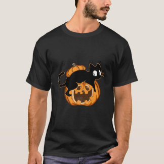 T-shirt Chat Noir Et Citrouille Halloween