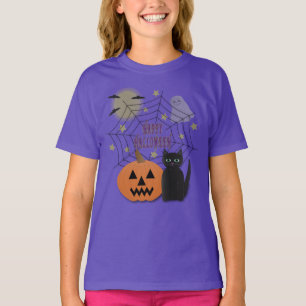 T-shirt Chat noir et citrouille, Halloween pas effrayant