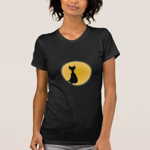 T-shirt Chat noir et lune jaune Halloween Art