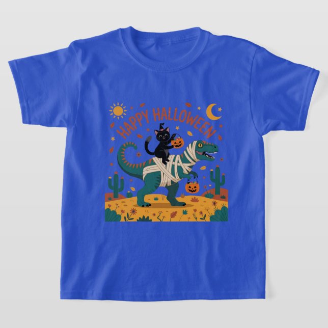 T-shirt Chat noir et maman T-Rex Halloween Ride (Poser)