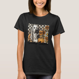T-shirt Chat noir fantôme vintage Citrouille Soleil automn