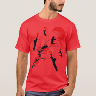 T-shirt Chat Noir Fleur de Fleur de Fleur de Cerisier Japo