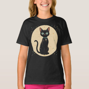 T-shirt Chat noir futuriste atomique Lune