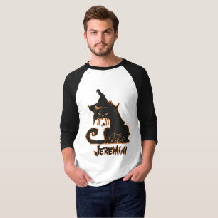 T-shirt Chat noir Halloween Araignées effrayantes