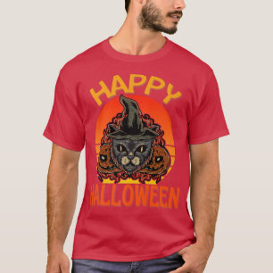 T-shirt Chat noir Halloween Chat sorcière Chat Citrouille 
