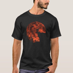 T-shirt Chat noir Halloween Chat Werewolf Pleine lune chau