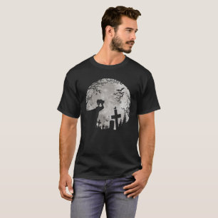 T-shirt Chat noir Halloween Chat Werewolf Pleine lune chau