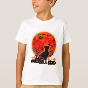 T-shirt Chat noir Halloween Citrouille Lune Spooy