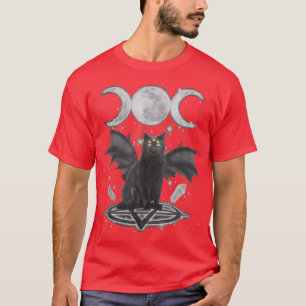 T-shirt Chat noir Halloween Triple Lune Chat Pagan sorcièr