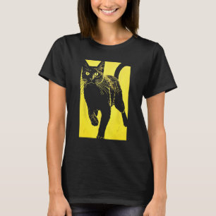 T-shirt Chat noir impression jaune