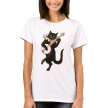 Chat noir jouant le banjo