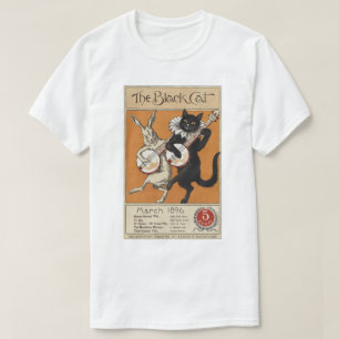 T-shirt Chat noir jouant le banjo, artiste inconnu