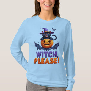 T-shirt Chat noir joueur avec un chapeau de sorcière