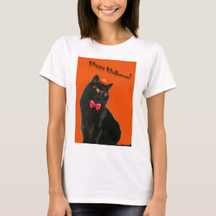 T-shirt Chat noir Joyeux Halloween Sangle Spaghetti T-shir