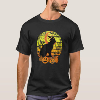 T-shirt Chat Noir Lune Citrouille Sorcière Chapeau Hallowe