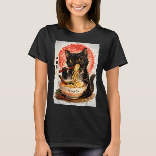 T-shirt Chat noir mangeant des ramen mignon kawaii anime c