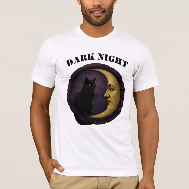 T-shirt Chat noir mystique sur la lune de croissant (Devant)