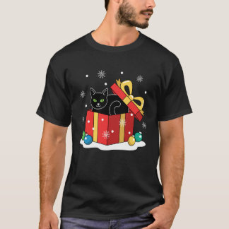 T-shirt Chat noir Noël Mignon Fête neige Miaou Noël félin