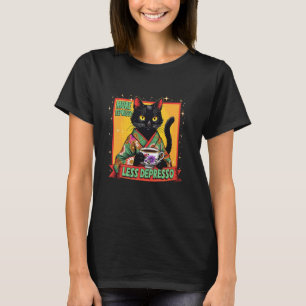 T-shirt Chat Noir Plus d'Espresso Moins de Dépresso Café J