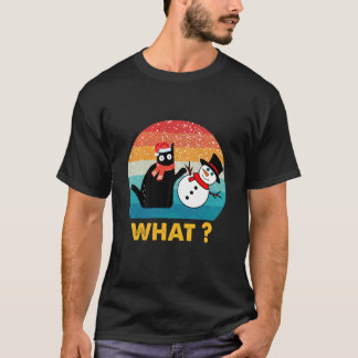 T-shirt Chat noir Pousser Chemise De Bonhomme De Neige Rét