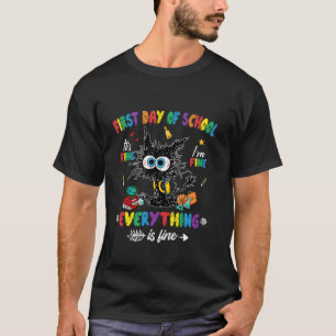 T-shirt Chat Noir Premier Jour D'école Ça Va Ça Va Te
