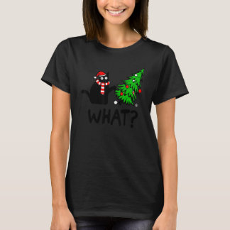 T-shirt Chat Noir Quel Noël Santa Chat Pour Femme Chat