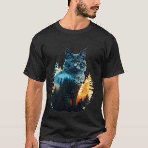 T-shirt Chat noir Réaliste Cute Chat Peinture Chat coloré