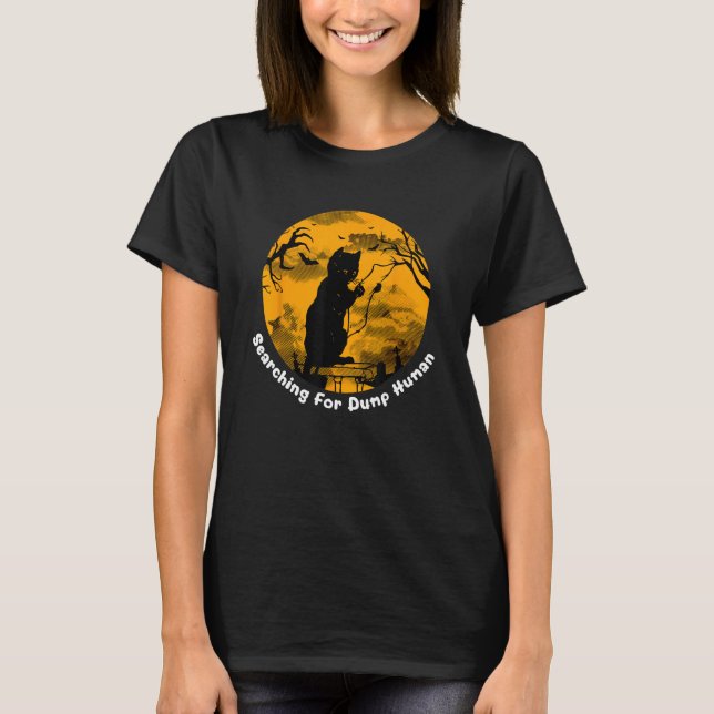 T-shirt Chat Noir Recherche Pour L'Amoureux des chats Huma (Devant)