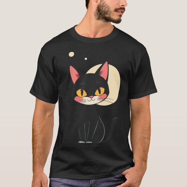 T-shirt chat noir rétro drôle chat cadeau chats amoureux (Devant)