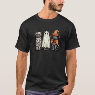 T-shirt Chat noir rétro Meow Citrouille Halloween Kitty Ép
