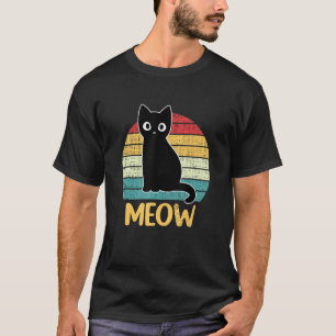 T-shirt Chat noir rétro Miaou Chats drôles Amateur de chat