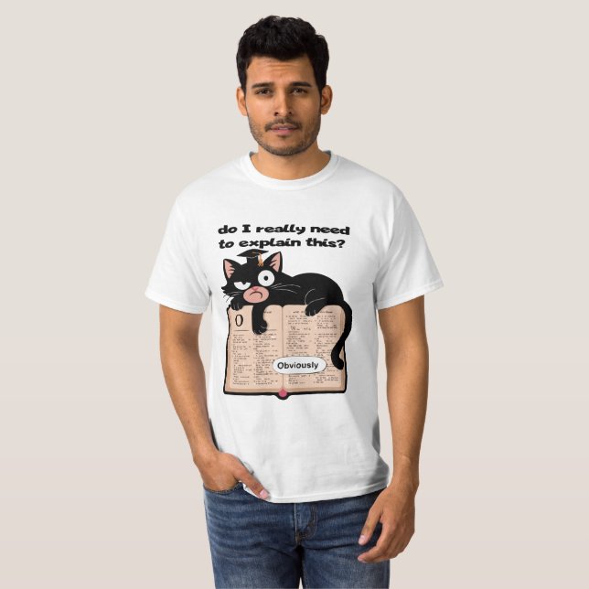 T-shirt Chat noir sarcastique sur mème de dictionnaire (Devant entier)