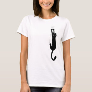 T-shirt Chat noir sauvage et fou accroché   Humoristique