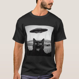 T-shirt Chat Noir Selfie Ufo Alien Cadeaux Drôles Pour Hom