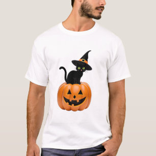 T-shirt Chat noir sur le Citrouille d'Halloween