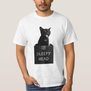 T-shirt Chat noir tête couchée