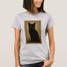 Chat noir - Timbre d'Halloween Vintage
