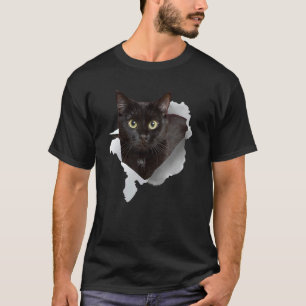 T-shirt Chat Noir Tissu Déchiré Pour Chat Papa Chat Maman